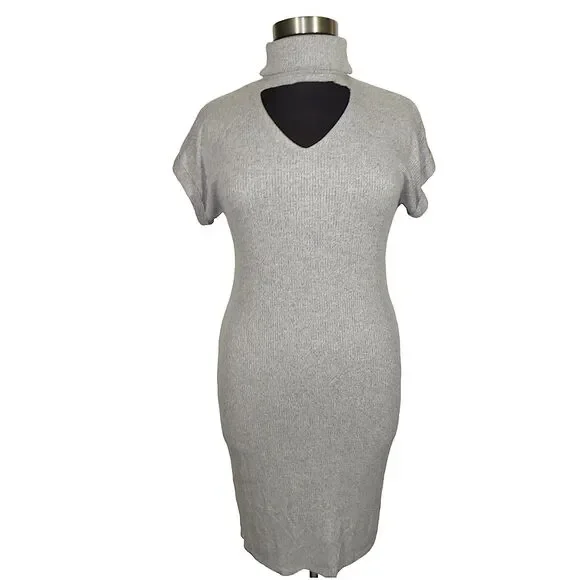Lane Bryant | Dresses | Lane Bryant Gray Stretch Knit Turtleneck Bodycon  Midi Dress Plus Size 416 | Poshmark